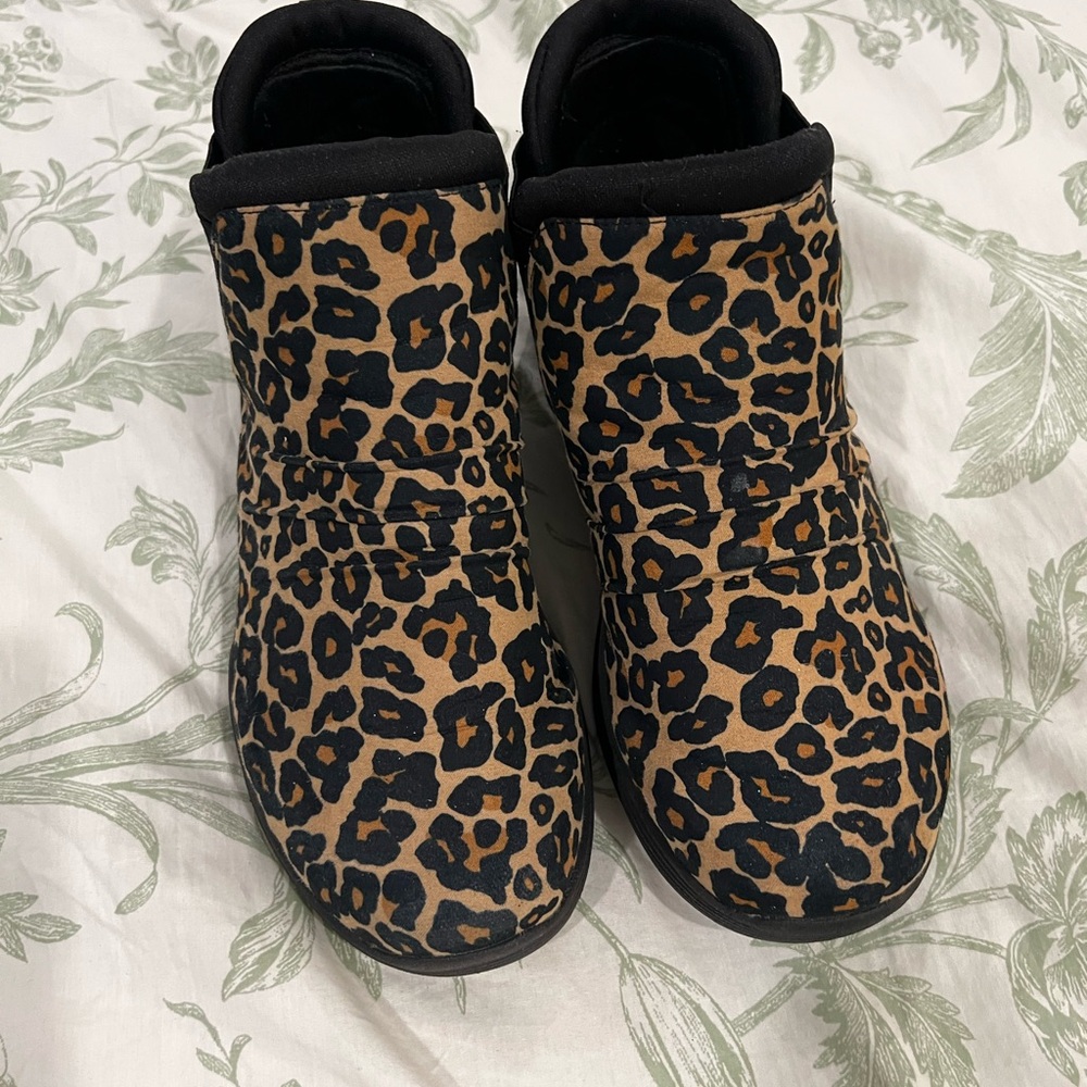 Ryka Black and Brown Leopard Ankle Booties
